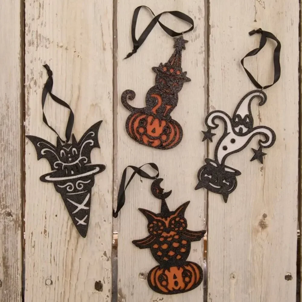 Bethany Lowe Johanna Parker Halloween Character Ornaments Set of 4 Ghost Cat Owl
